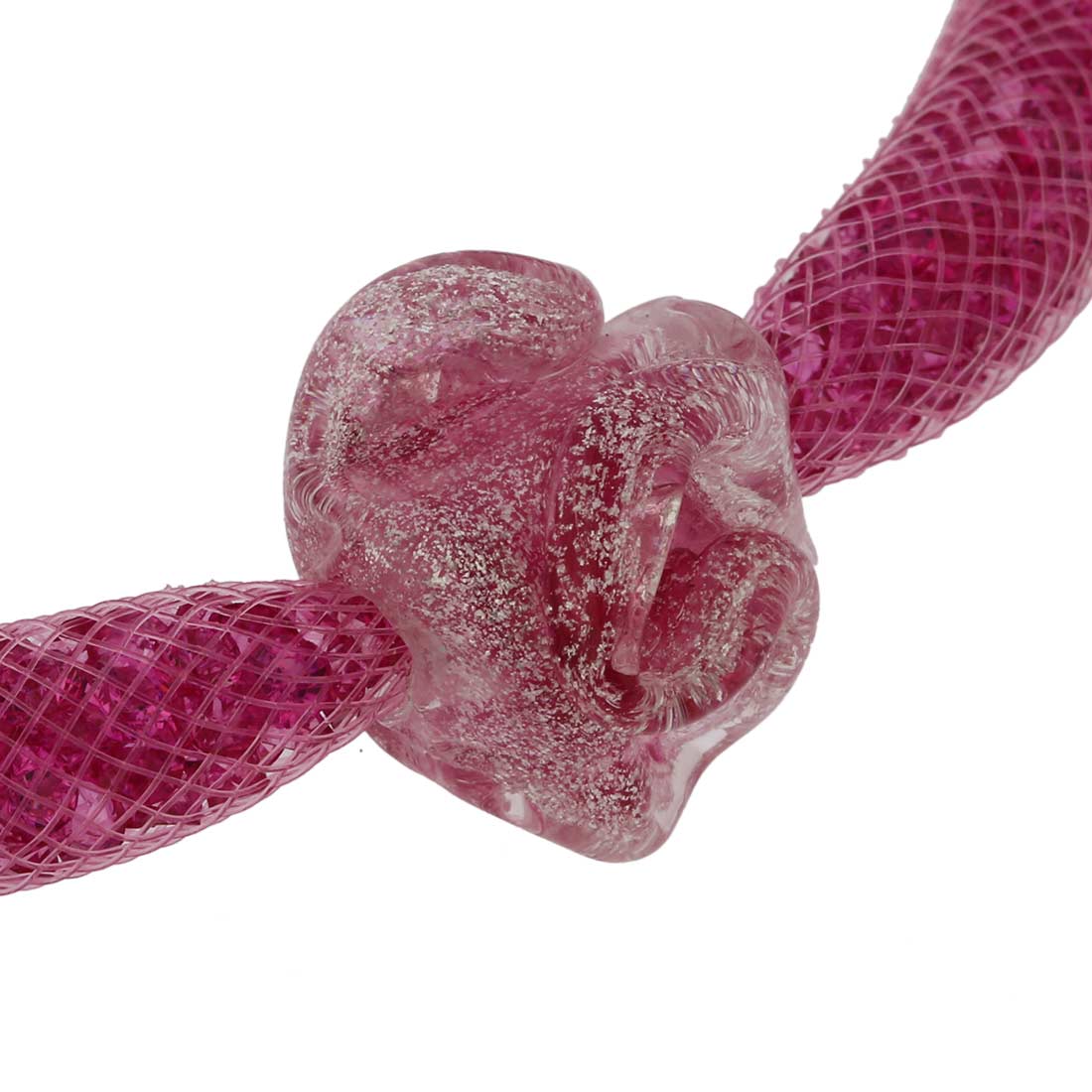 ベネチアングラス（ムラノガラス） ネックレス　ローズフラワー　ピンク