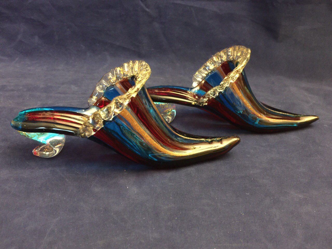 イタリア製　ベネチアングラス・ムラノガラスの靴の置物