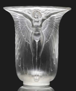 ルネ　ラリック　Rene Lalique 花瓶　Vase Deux Figures Femmes Ailees