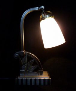 ボレッティ＆シュナイダー兄弟 アンティーク照明　アールデコ調ランプ　ブロンズランプ